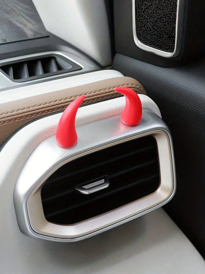 3 Pairs Mini ABS Plastic Adhesive Cute Creative Devil Horn Car Sticker Decoration Random Color For Dashboard Air Vent Vehicle Interior Auto Accessories Fun Novelty Gift For Car Owners