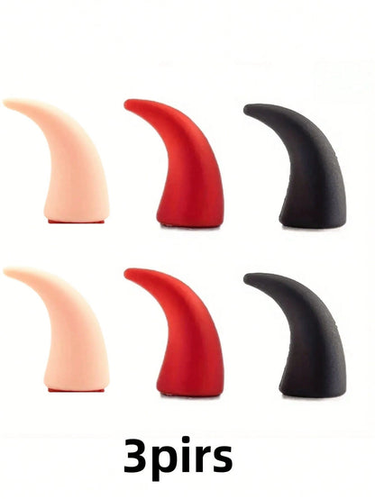 3 Pairs Mini ABS Plastic Adhesive Cute Creative Devil Horn Car Sticker Decoration Random Color For Dashboard Air Vent Vehicle Interior Auto Accessories Fun Novelty Gift For Car Owners