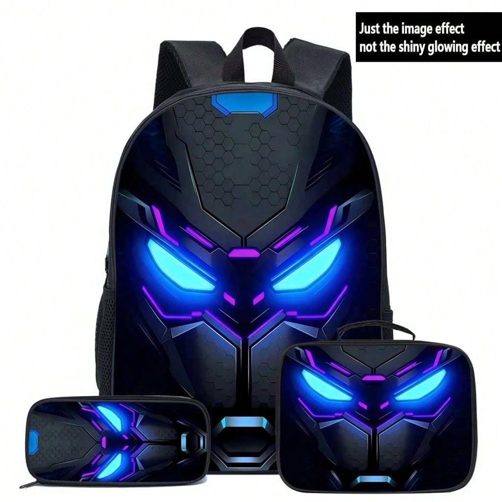 3-Piece 16.5 Inch Student Backpack Set, Includes Tote Bag And Pencil Case, Suitable For Back To School