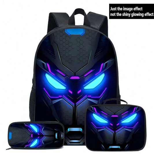3-Piece 16.5 Inch Student Backpack Set, Includes Tote Bag And Pencil Case, Suitable For Back To School