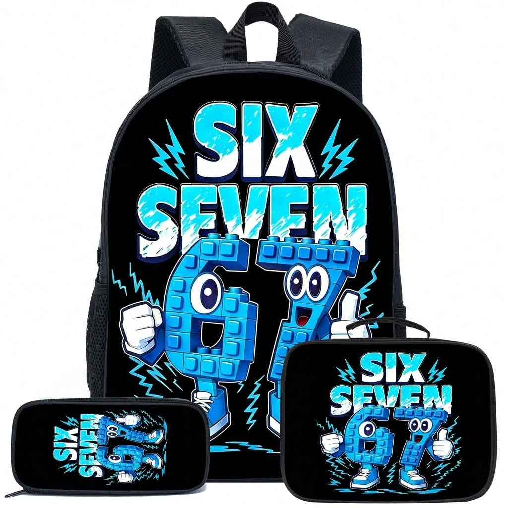 3-Piece 16.5 Inch Student Backpack Set, Includes Tote Bag And Pencil Case, Suitable For Back To School