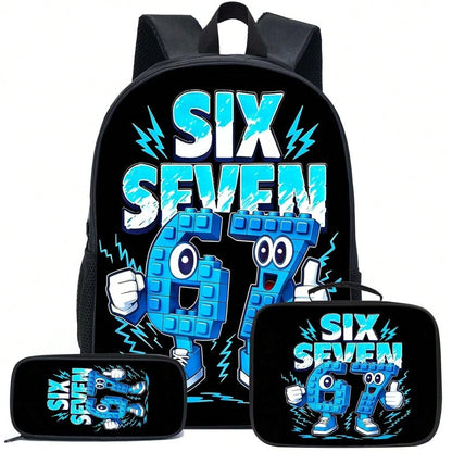 3-Piece 16.5 Inch Student Backpack Set, Includes Tote Bag And Pencil Case, Suitable For Back To School
