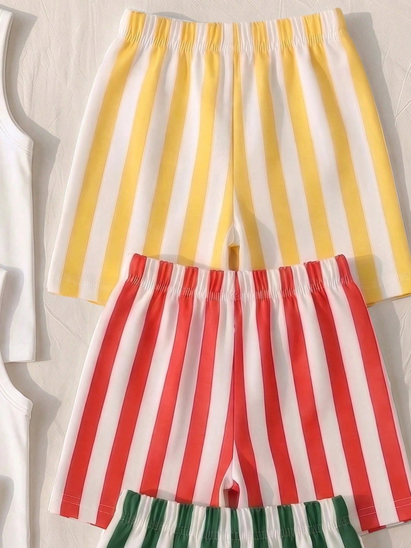 3 Sets Baby Boy Street Vacation Fashion Lobster Print Letter Tank Top With Striped Shorts, Red Sun Print Letter Tank Top With Striped Shorts, And Yellow Sun Print Letter Tank Top With Striped Shorts C