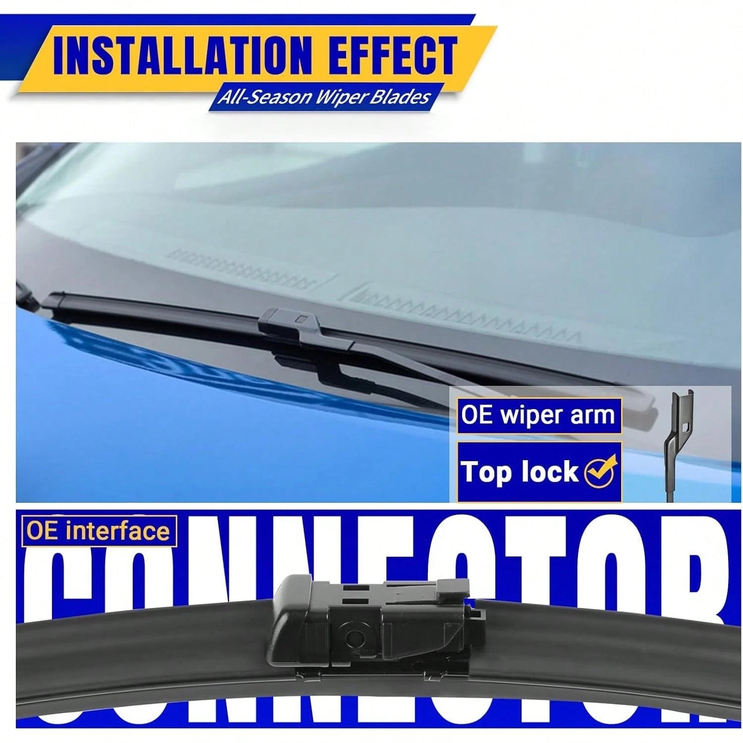 3 Wipers Replacement For 2010-2015 RX450h/2010-2015 RX350, Perfect Fit High-Performance Windshield Wiper Blades OEM Replacement 26"/22"/16" 3-Piece Set U/J Hook