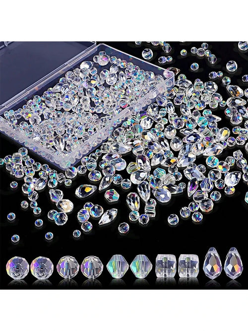 300/600pcs Assorted Crystal Beads For Jewelry Making With Container Box Glass Beads Bulk For DIY Necklace Bracelet Earring
