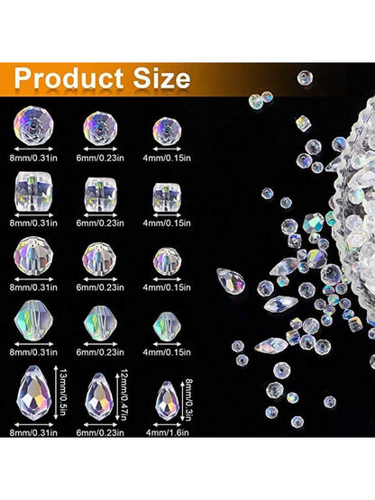 300/600pcs Assorted Crystal Beads For Jewelry Making With Container Box Glass Beads Bulk For DIY Necklace Bracelet Earring