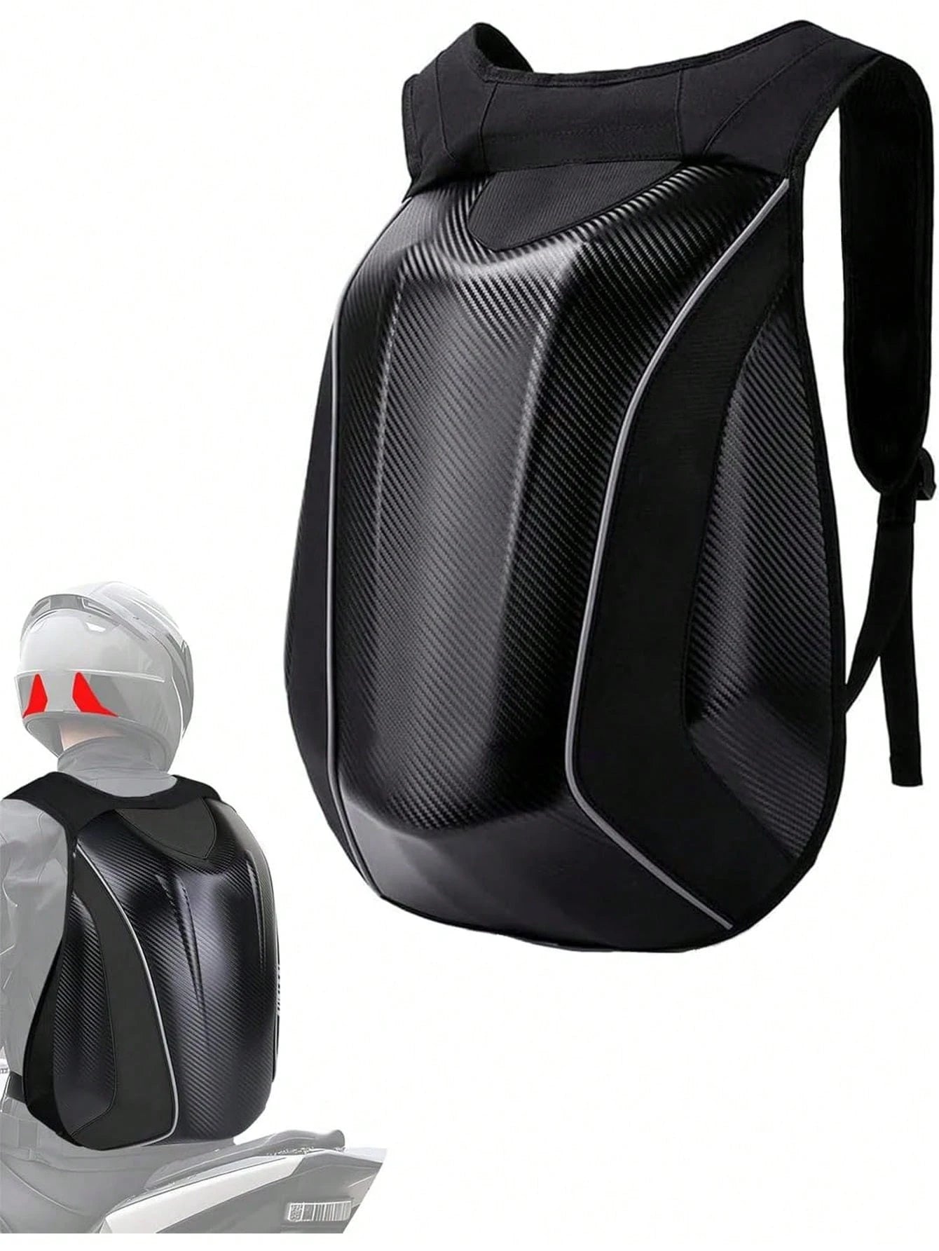 30L Hard Shell Carbon Fiber Pattern Motorcycle Backpack For Men| 30L Capacity Hard Shell Design Waterproof Helmet Backpack, Men's Riding Bag, Suitable For Travel And Daily Storage, Motorcycle Accesso
