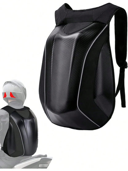 30L Hard Shell Carbon Fiber Pattern Motorcycle Backpack For Men| 30L Capacity Hard Shell Design Waterproof Helmet Backpack, Men's Riding Bag, Suitable For Travel And Daily Storage, Motorcycle Accesso