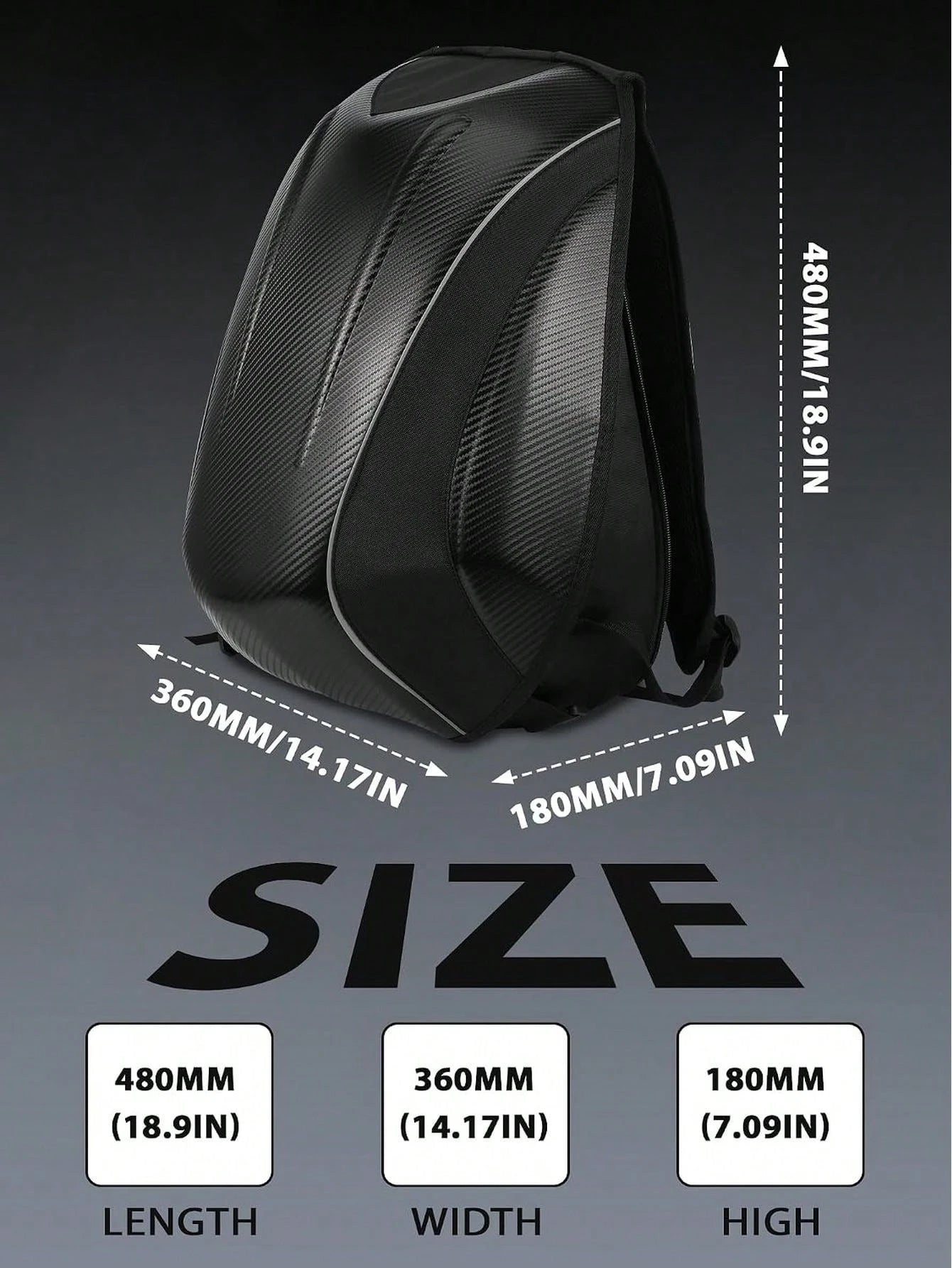 30L Hard Shell Carbon Fiber Pattern Motorcycle Backpack For Men| 30L Capacity Hard Shell Design Waterproof Helmet Backpack, Men's Riding Bag, Suitable For Travel And Daily Storage, Motorcycle Accesso