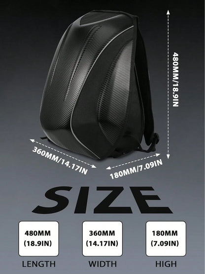 30L Hard Shell Carbon Fiber Pattern Motorcycle Backpack For Men| 30L Capacity Hard Shell Design Waterproof Helmet Backpack, Men's Riding Bag, Suitable For Travel And Daily Storage, Motorcycle Accesso