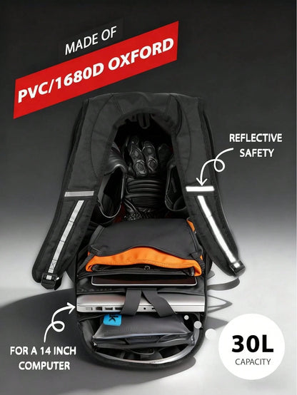 30L Hard Shell Carbon Fiber Pattern Motorcycle Backpack For Men| 30L Capacity Hard Shell Design Waterproof Helmet Backpack, Men's Riding Bag, Suitable For Travel And Daily Storage, Motorcycle Accesso