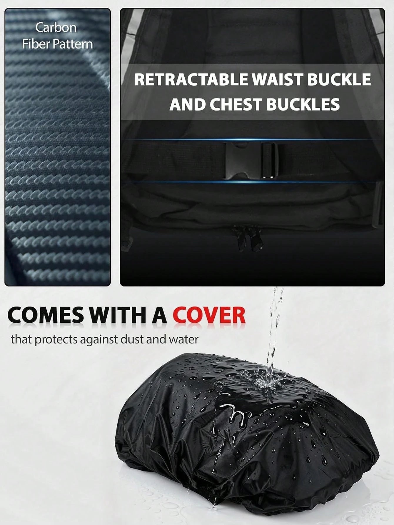 30L Hard Shell Carbon Fiber Pattern Motorcycle Backpack For Men| 30L Capacity Hard Shell Design Waterproof Helmet Backpack, Men's Riding Bag, Suitable For Travel And Daily Storage, Motorcycle Accesso