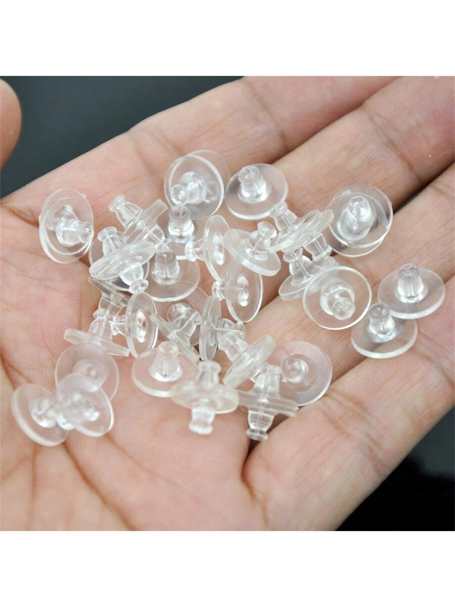 30Pcs/100pcs/200pcs Fishhook Earring Backs For Droopy Ears Earring Backs Replacements Clear Rubber Earring Back Stoppers Soft Clutch Earring Pin Backs