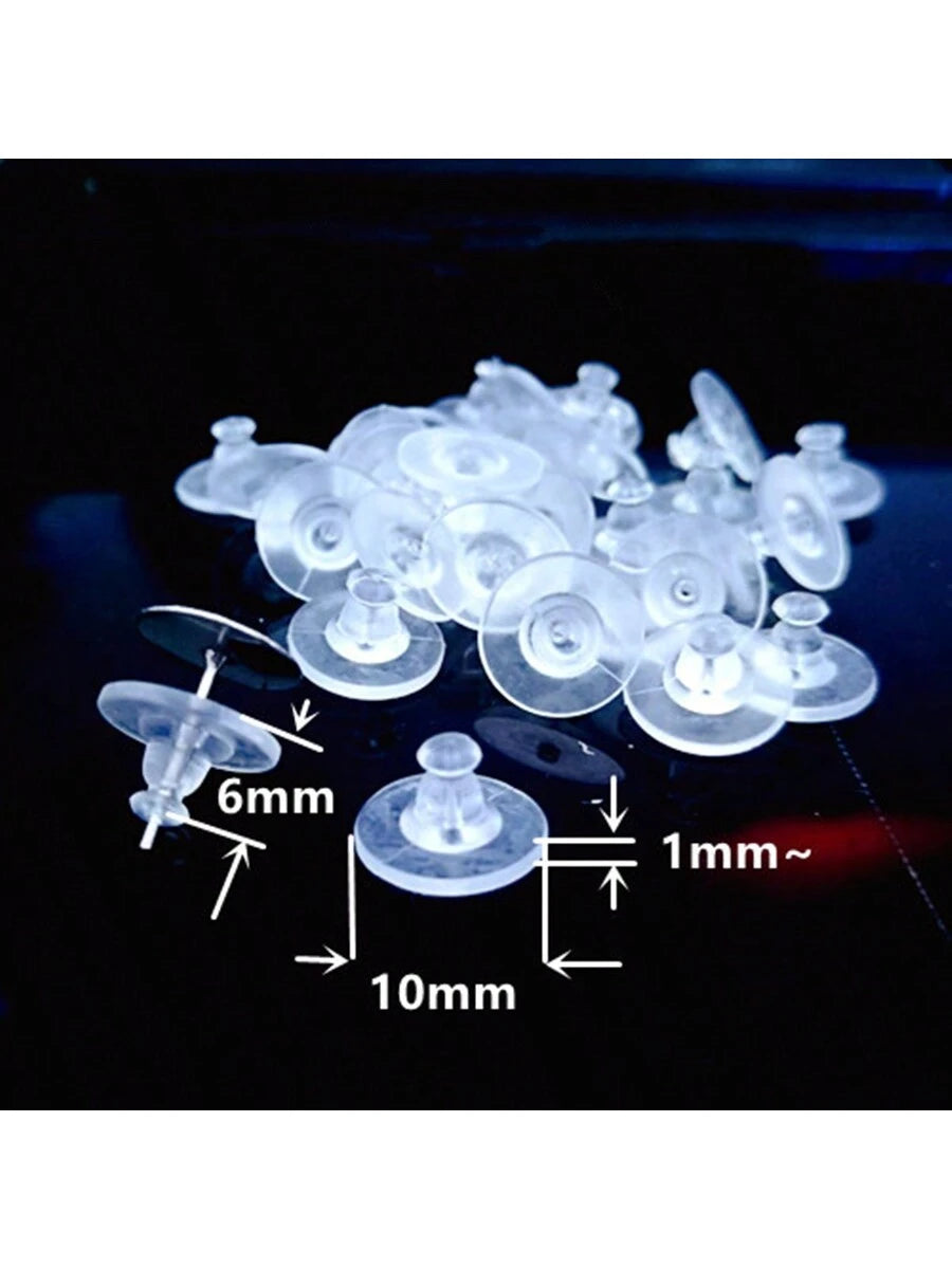 30Pcs/100pcs/200pcs Fishhook Earring Backs For Droopy Ears Earring Backs Replacements Clear Rubber Earring Back Stoppers Soft Clutch Earring Pin Backs