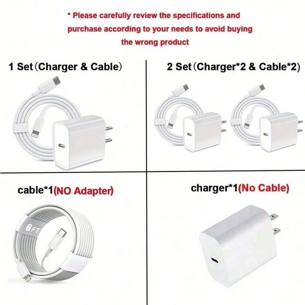30W Charger Set, 30W Fast Charging Adapter + 6.6ft/200cm High-Efficiency Data Sync Fast Charging Cable, Compatible With Iphone 14/13/12/11 Pro Plus/XS/XR/8/7/9/ Series Wall Charger Set