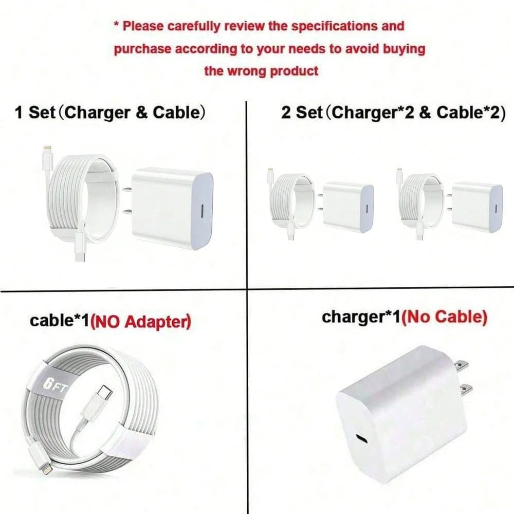30W Charger Set, 30W Fast Charging Adapter + 6.6ft/200cm High-Efficiency Data Sync Fast Charging Cable, Compatible With Iphone 14/13/12/11 Pro Plus/XS/XR/8/7/9/ Series Wall Charger Set