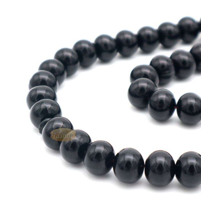 33-Bead Large 12x9.5 mm Black Monomer Tasbih 2 Chain Tassel