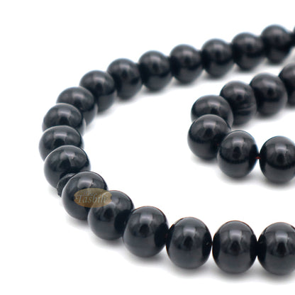 33-Bead Large 12x9.5 mm Black Monomer Tasbih 2 Chain Tassel