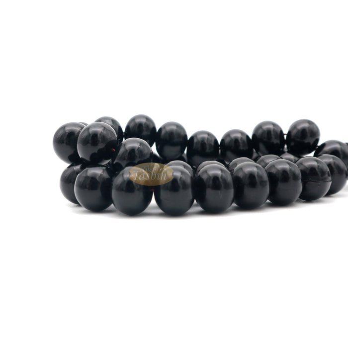 33-Bead Large 12x9.5 mm Black Monomer Tasbih 2 Chain Tassel