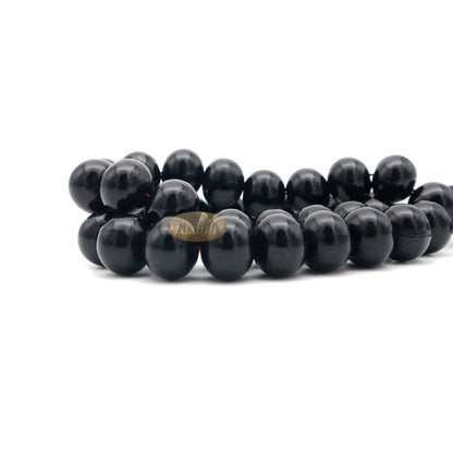 33-Bead Large 12x9.5 mm Black Monomer Tasbih 2 Chain Tassel