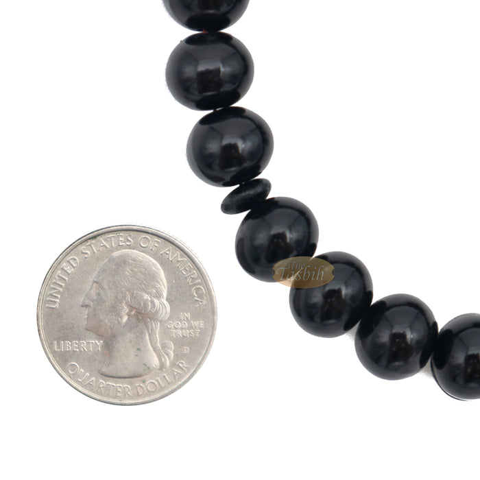 33-Bead Large 12x9.5 mm Black Monomer Tasbih 2 Chain Tassel