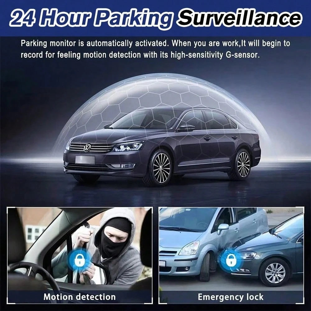 360° 4-Sided Car Dash Cam With Front Left Right Inside Cameras, 1080P Quad Channel Driving Recorder, 64GB Card Included, Night Vision, Motion Detection, Loop Recording, 3.16'' Display