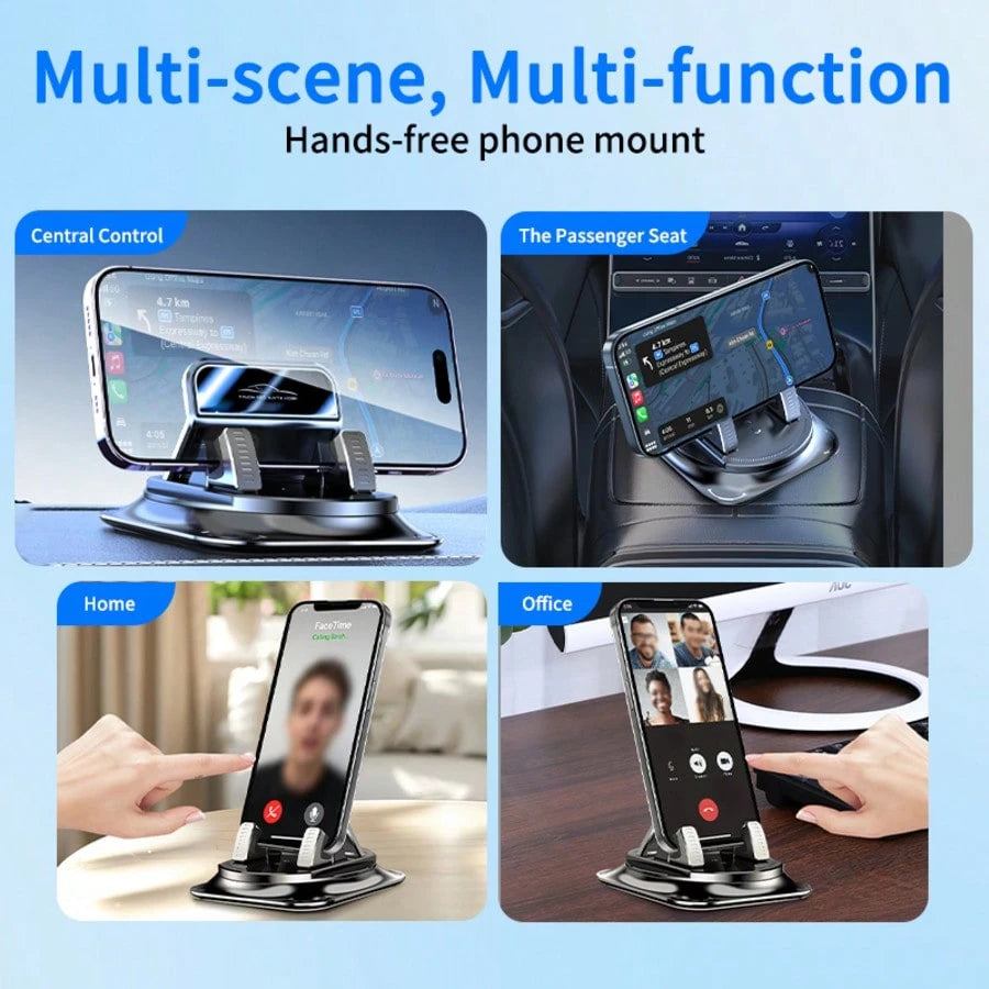 360° Rotatable & Adjustable Car Phone Holder- Dashboard Mount. Made Of ABS Material; Protects Interior Surfaces. Compatible With All Vehicles. Suitable For Use In Cars, Offices, Homes, And More.