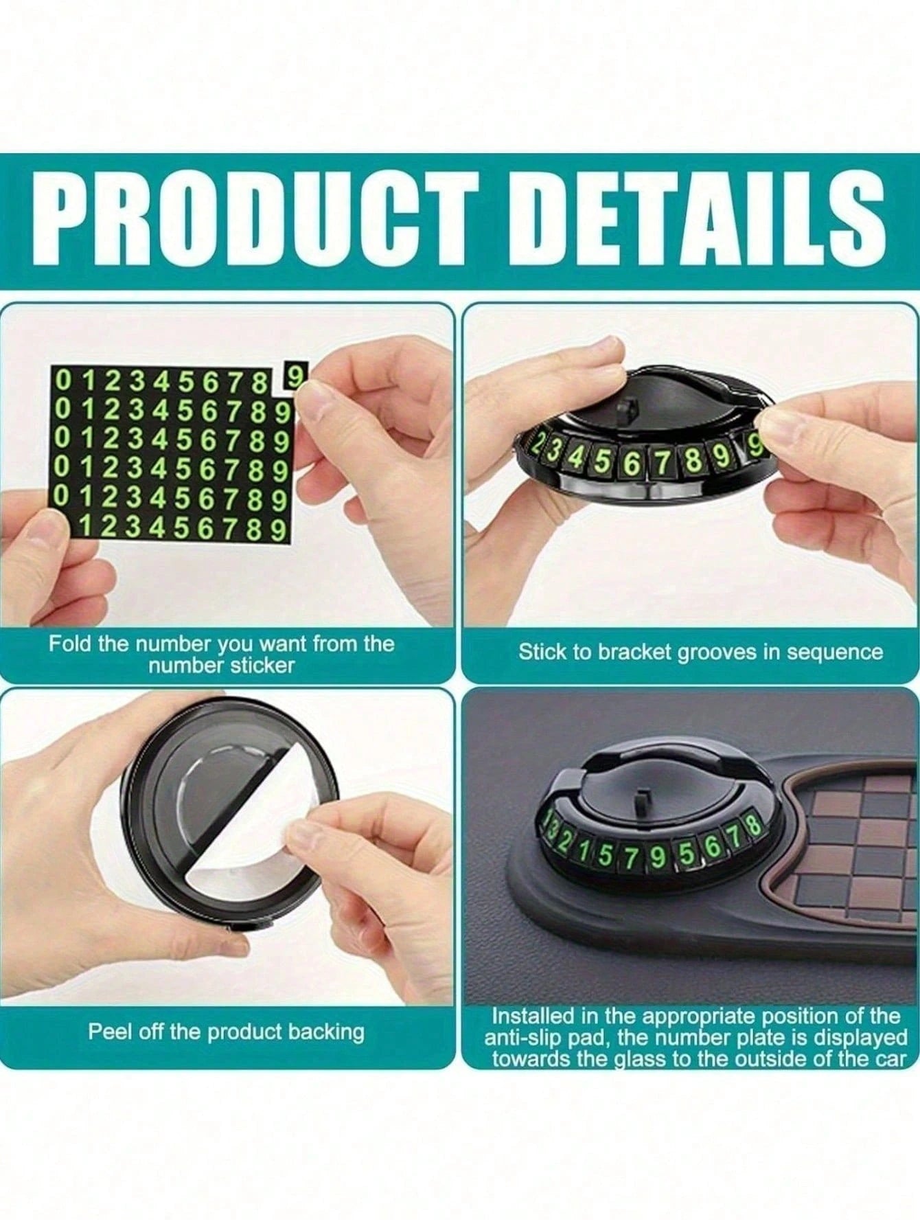 360° Rotating Military-Grade Car Anti-Slip Mat- Universal Phone Holder, Hidden Parking Permit Holder, Heat-Resistant Dashboard Storage Tray, Holds Keys/Phone/Navigation, Silicone Non-Slip Pad, Strong