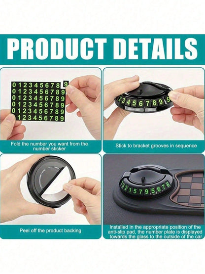 360° Rotating Military-Grade Car Anti-Slip Mat- Universal Phone Holder, Hidden Parking Permit Holder, Heat-Resistant Dashboard Storage Tray, Holds Keys/Phone/Navigation, Silicone Non-Slip Pad, Strong