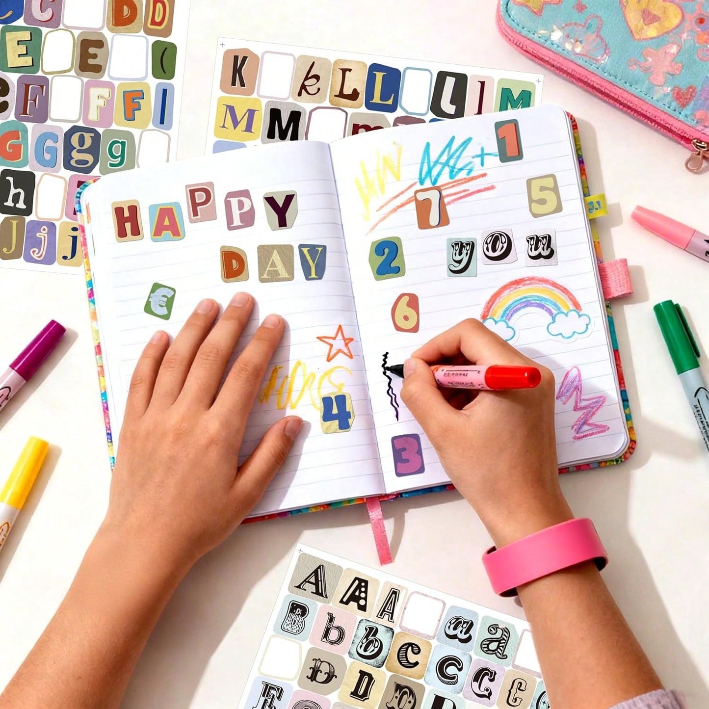 372/744Pcs Letter Stickers For Scrapbooking Supplies, Vintage Alphabet Number Vinyl Self-Adhesive Stickers For Scrapbook Journaling Laptop Water Bottles DIY Crafts Junk Journal,Vintage Scrapbook Stick