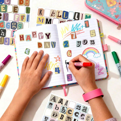 372/744Pcs Letter Stickers For Scrapbooking Supplies, Vintage Alphabet Number Vinyl Self-Adhesive Stickers For Scrapbook Journaling Laptop Water Bottles DIY Crafts Junk Journal,Vintage Scrapbook Stick