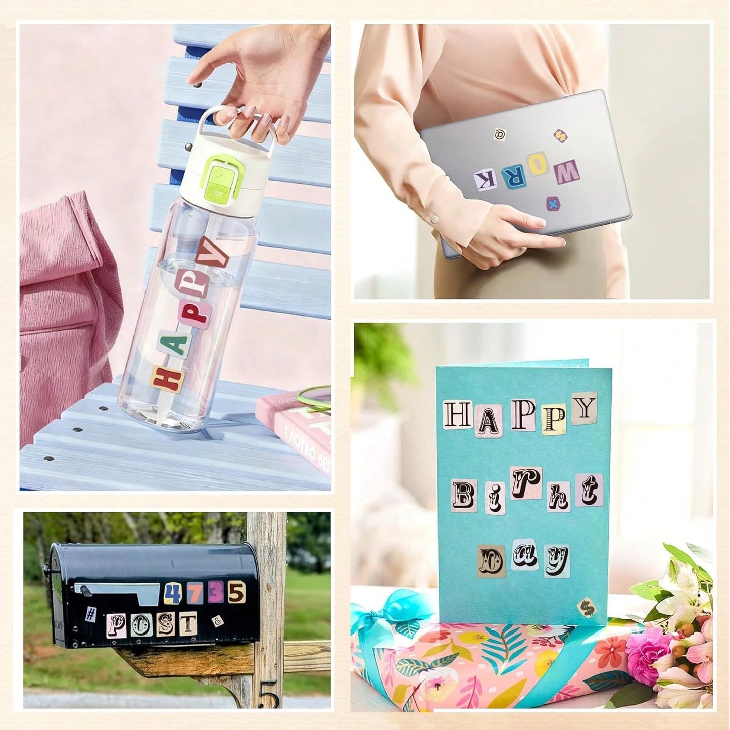 372/744Pcs Letter Stickers For Scrapbooking Supplies, Vintage Alphabet Number Vinyl Self-Adhesive Stickers For Scrapbook Journaling Laptop Water Bottles DIY Crafts Junk Journal,Vintage Scrapbook Stick