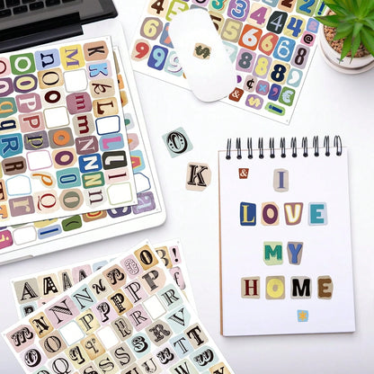 372/744Pcs Letter Stickers For Scrapbooking Supplies, Vintage Alphabet Number Vinyl Self-Adhesive Stickers For Scrapbook Journaling Laptop Water Bottles DIY Crafts Junk Journal,Vintage Scrapbook Stick