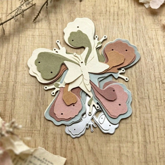 3D Folding 5-Petal Flower Carbon Steel Cutting Die, DIY Scrapbook Greeting Card Metal Etched Cutting Mold, Suitable For DIY Scrapbooking, Paper Craft And Greeting Card Handmade