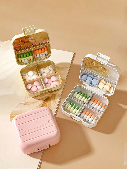 3pcs/1pc Portable 7-Day Pill Box, Round Pill Storage Box, Portable Sealed Pill Dispenser, Suitable For Vitamins And Pills Travel Medication Dispensing, Suitable For Outdoor Travel And Office Business