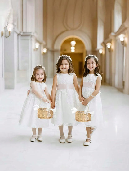 3pcs/1set-Woven Rattan Flower Girl Basket With Headpiece Bracelet Set Elegant Handcrafted Rustic Style Flower Basket Willow Woven Basket With Pearl Handle And Bow Fairy Basket Wedding Flower Girl Hair