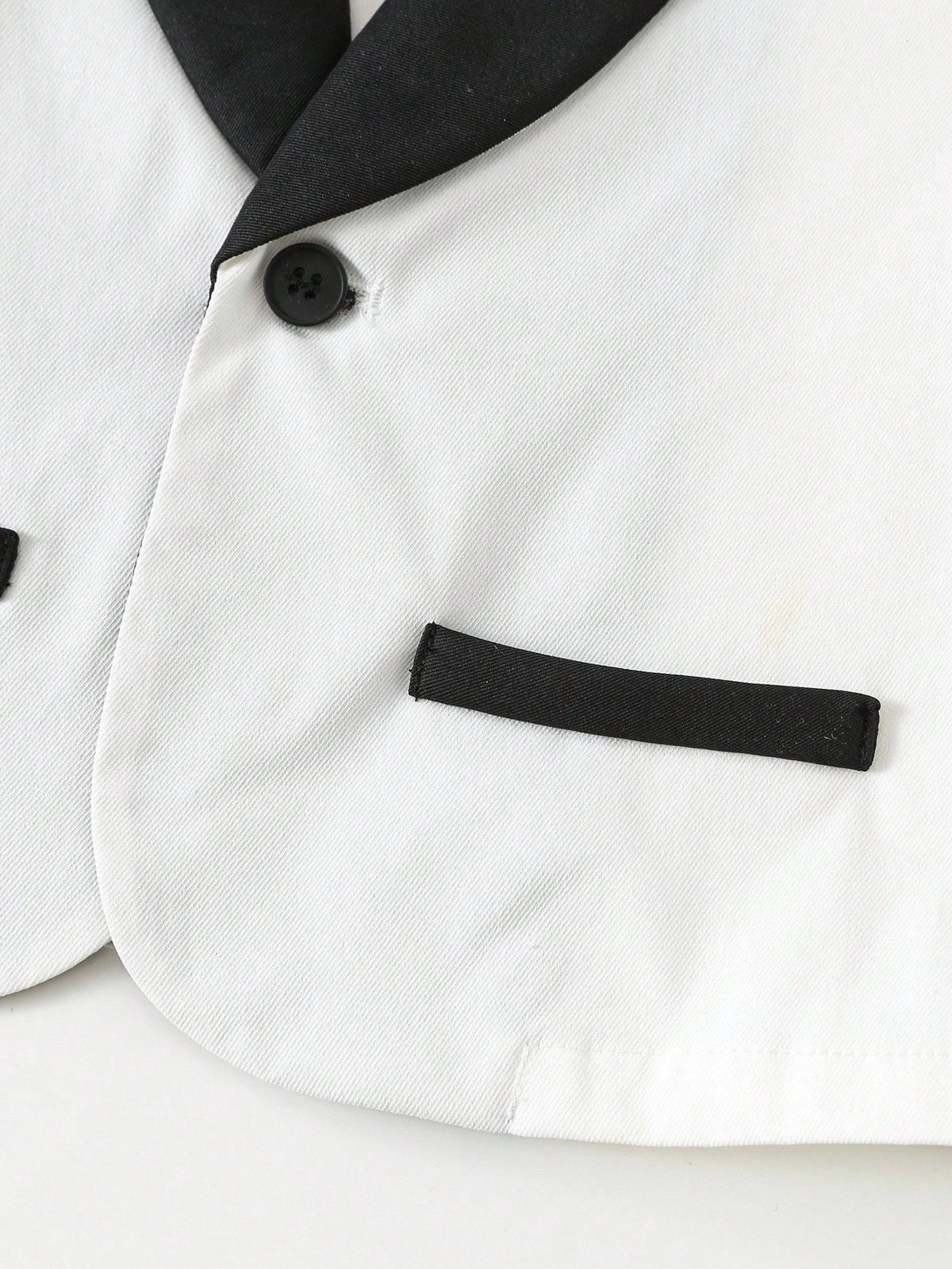 3pcs Baby Boy Gentleman Outfit Set: Colorblock Black & White Suit Jacket, Shirt, And Elastic Waist Pants