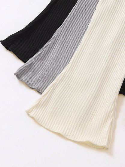 3pcs Baby Girls' Long, MulticolorKnitLightweightBreathableRelaxedBoysSchool Pants, Simple And, Suitable For Outings Chic Autumn/Winter