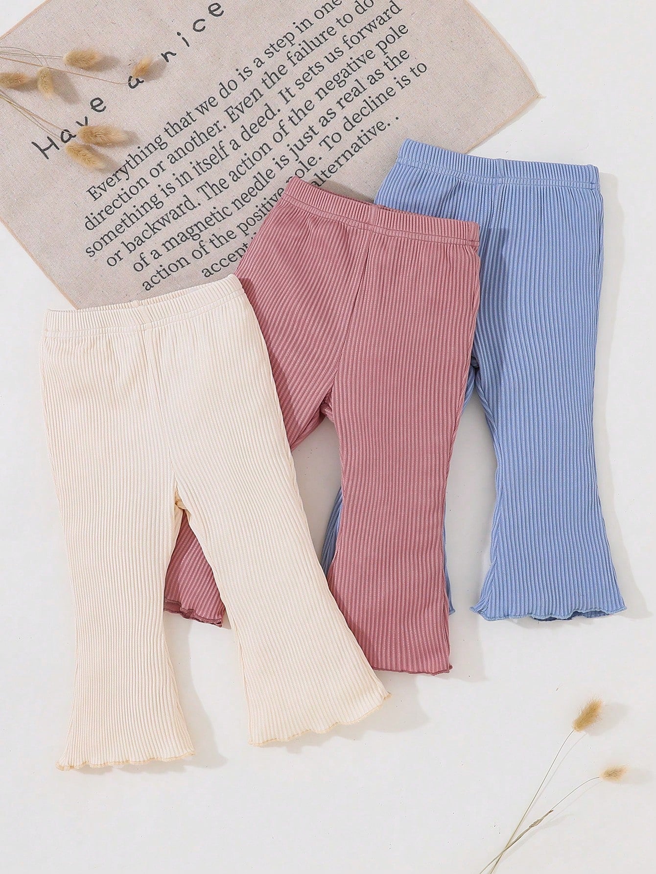 3pcs Baby Girls' Long, MulticolorKnitLightweightBreathableRelaxedBoysSchool Pants, Simple And, Suitable For Outings Chic Autumn/Winter
