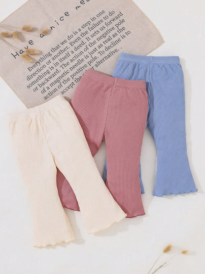 3pcs Baby Girls' Long, MulticolorKnitLightweightBreathableRelaxedBoysSchool Pants, Simple And, Suitable For Outings Chic Autumn/Winter