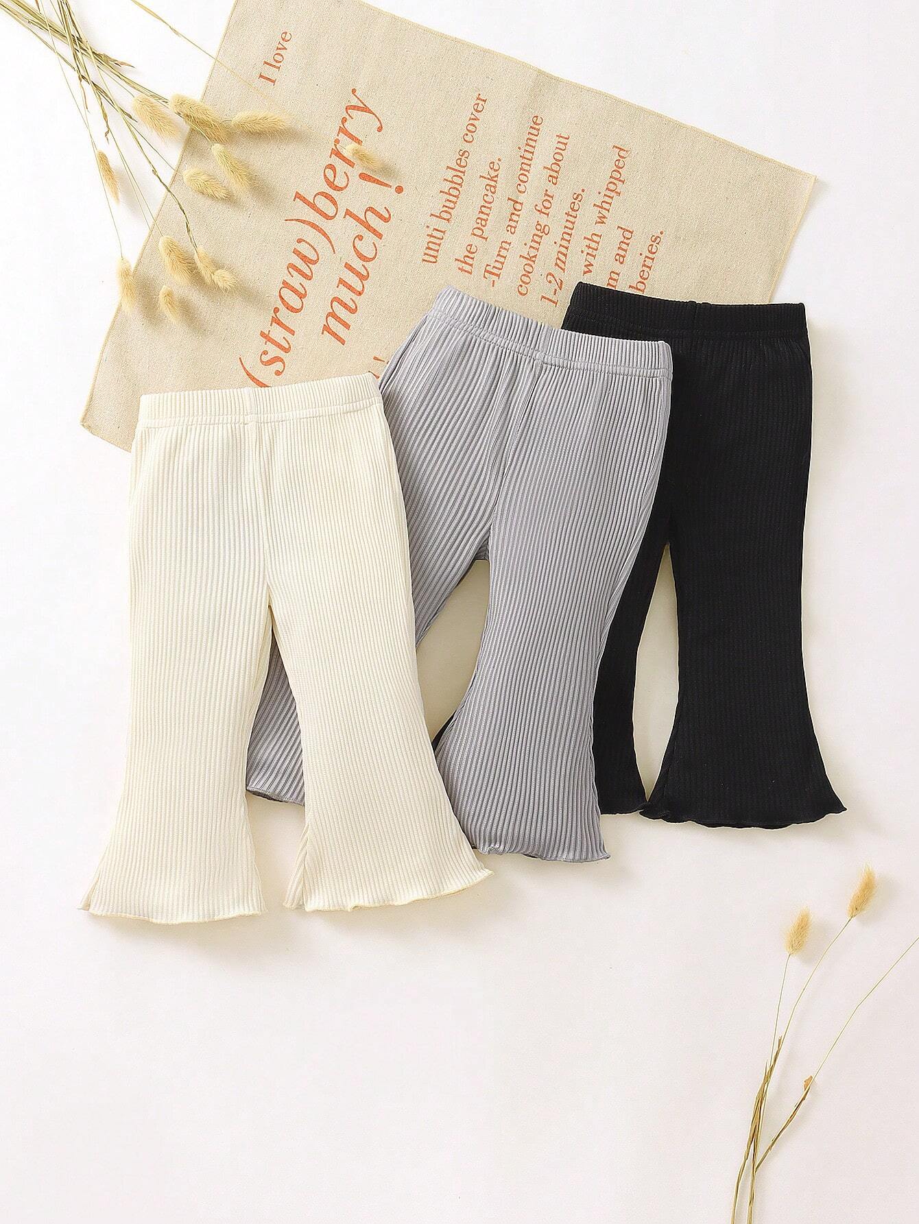3pcs Baby Girls' Long, MulticolorKnitLightweightBreathableRelaxedBoysSchool Pants, Simple And, Suitable For Outings Chic Autumn/Winter