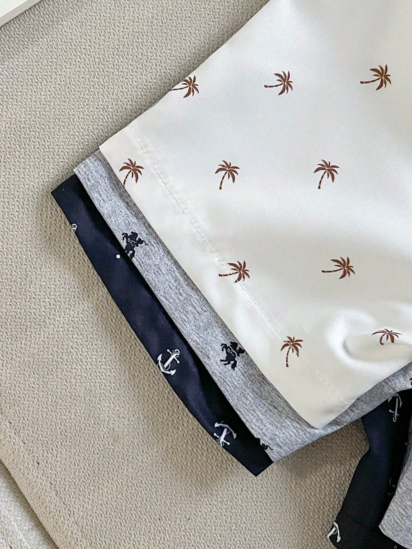 3pcs Baby Toddler Boys' Casual Multi-Color Elastic Waist Drawstring Printed Shorts Suitable For Summer Outdoor School Daily Light Grey Soft