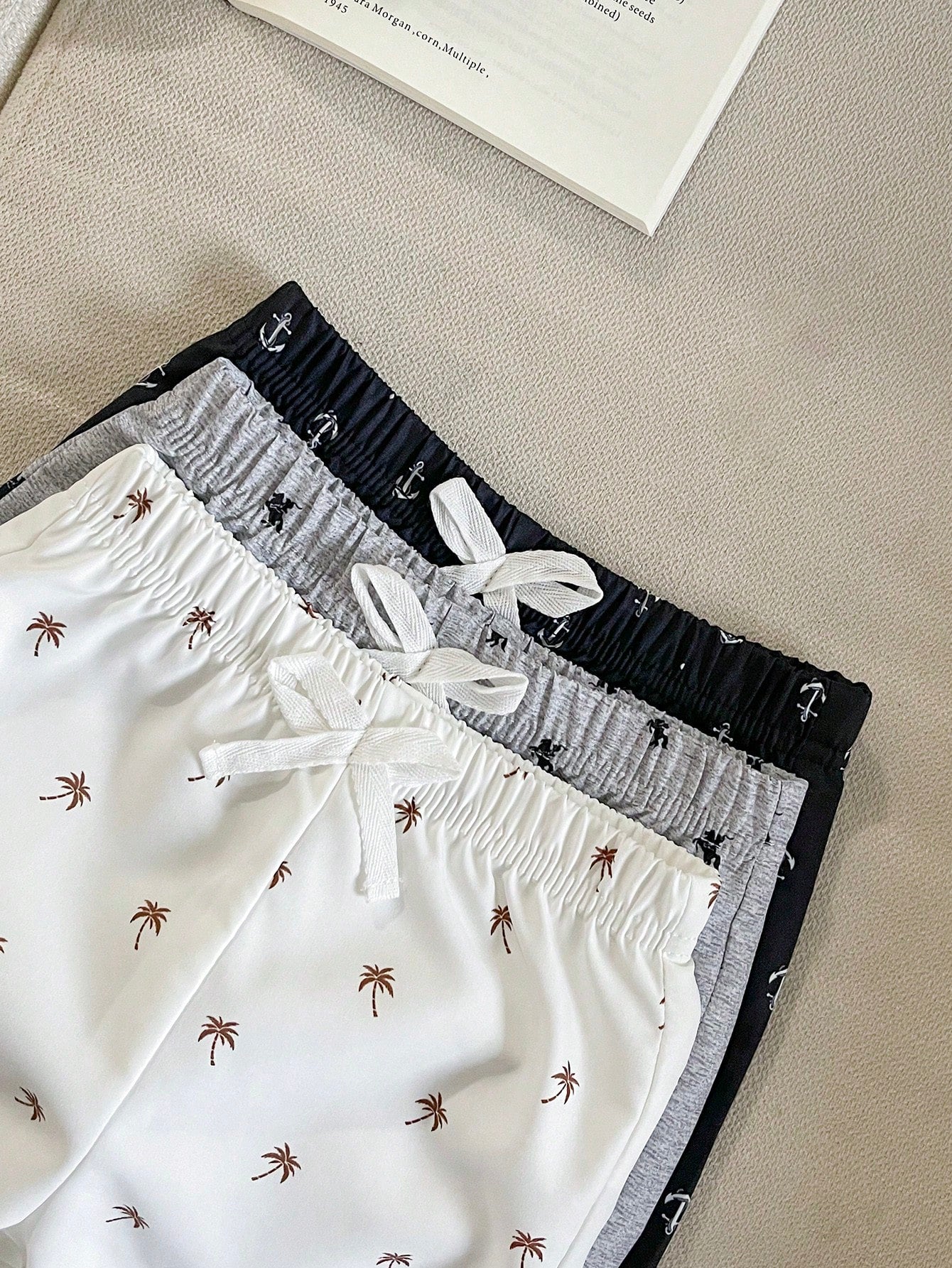 3pcs Baby Toddler Boys' Casual Multi-Color Elastic Waist Drawstring Printed Shorts Suitable For Summer Outdoor School Daily Light Grey Soft
