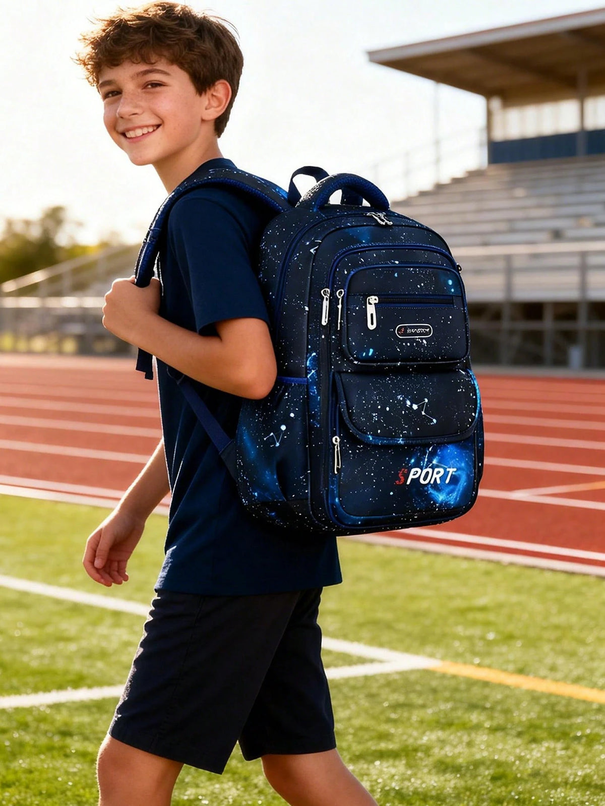 3Pcs Boys' School Backpack Lunch Box Bag Pencil Case Set Starry Sky Kids Backpack Large Capacity Lightweight Multifunctional School Bag Outdoor Travel Backpack Ideal For Teens, Elementary & Middle Sch