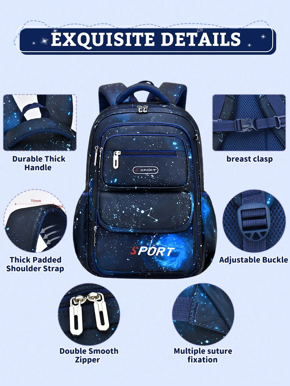 3Pcs Boys' School Backpack Lunch Box Bag Pencil Case Set Starry Sky Kids Backpack Large Capacity Lightweight Multifunctional School Bag Outdoor Travel Backpack Ideal For Teens, Elementary & Middle Sch