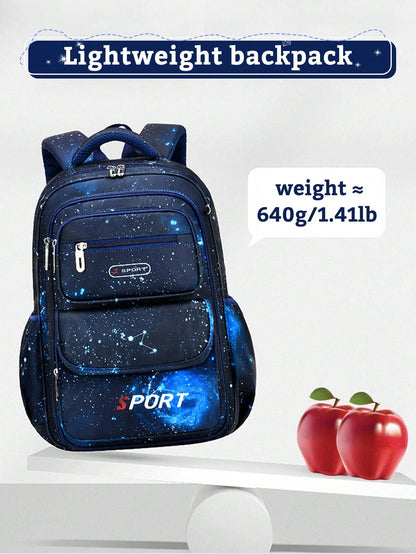 3Pcs Boys' School Backpack Lunch Box Bag Pencil Case Set Starry Sky Kids Backpack Large Capacity Lightweight Multifunctional School Bag Outdoor Travel Backpack Ideal For Teens, Elementary & Middle Sch