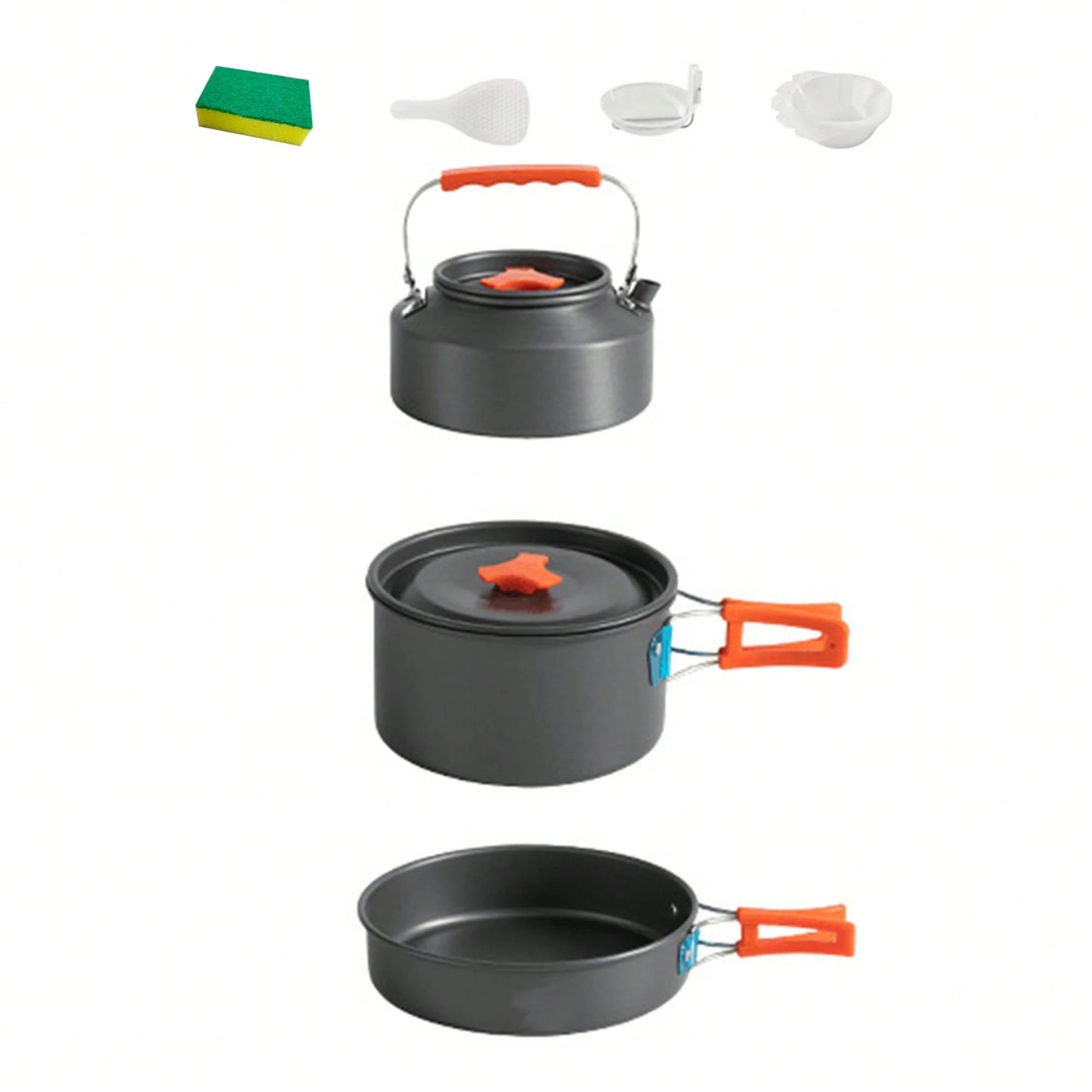 3PCS Camping Cookware Kit Non-Stick Aluminum Alloy Pot Pan Kettle Set For Camping Hiking Fishing Backpacking