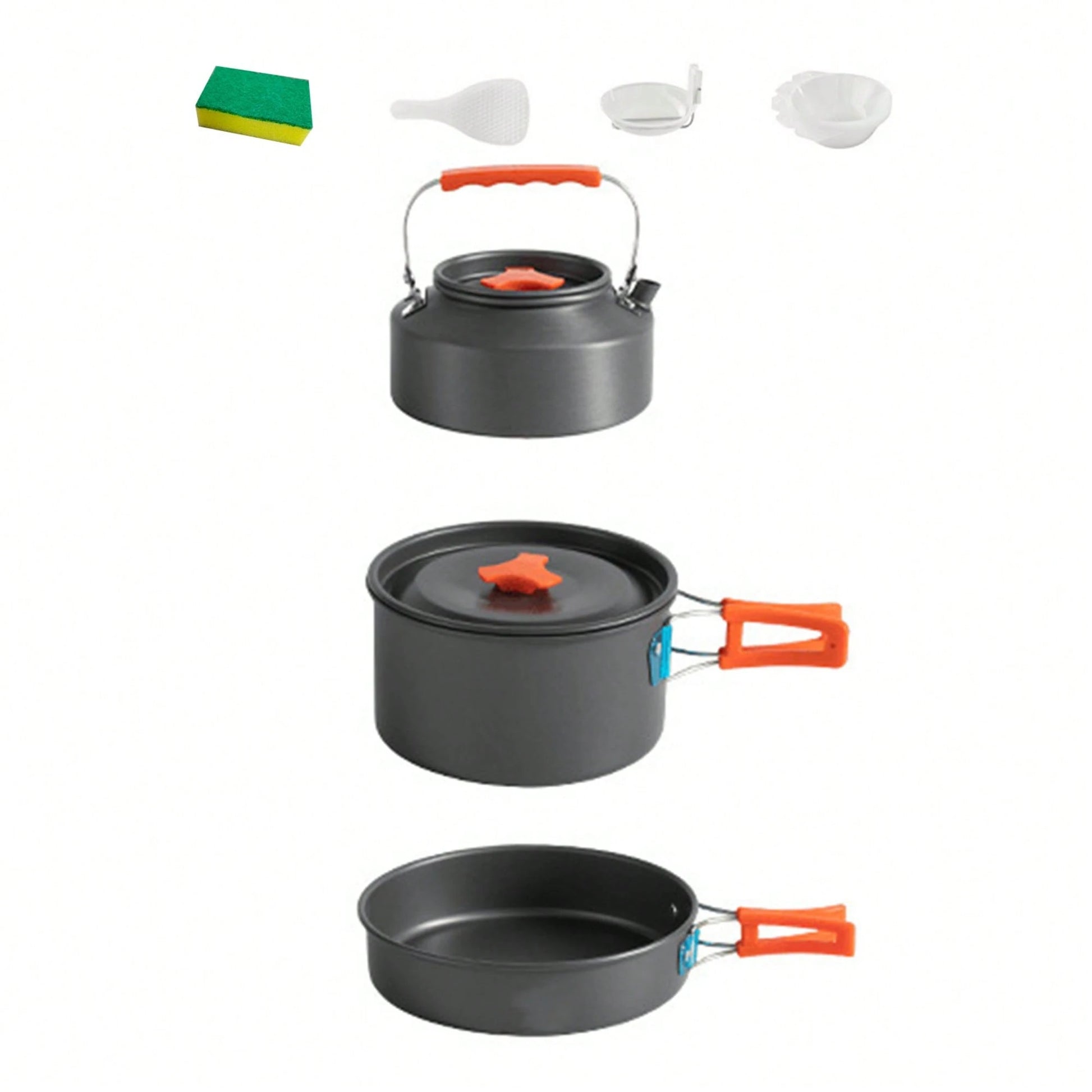 3PCS Camping Cookware Kit Non-Stick Aluminum Alloy Pot Pan Kettle Set For Camping Hiking Fishing Backpacking
