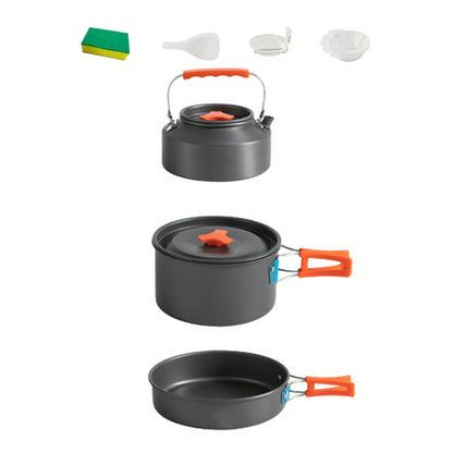3PCS Camping Cookware Kit Non-Stick Aluminum Alloy Pot Pan Kettle Set For Camping Hiking Fishing Backpacking