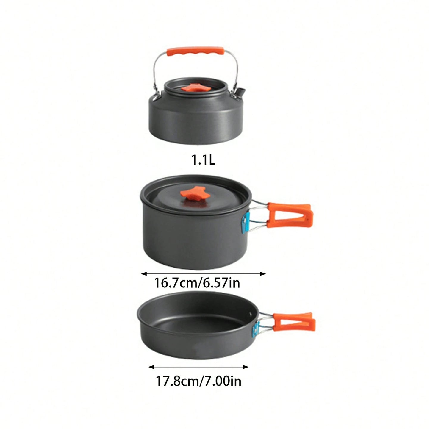 3PCS Camping Cookware Kit Non-Stick Aluminum Alloy Pot Pan Kettle Set For Camping Hiking Fishing Backpacking